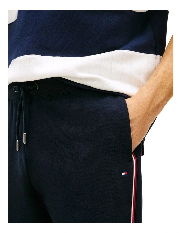 Global Stripe Cuffed Leg Joggers in Navy image 2