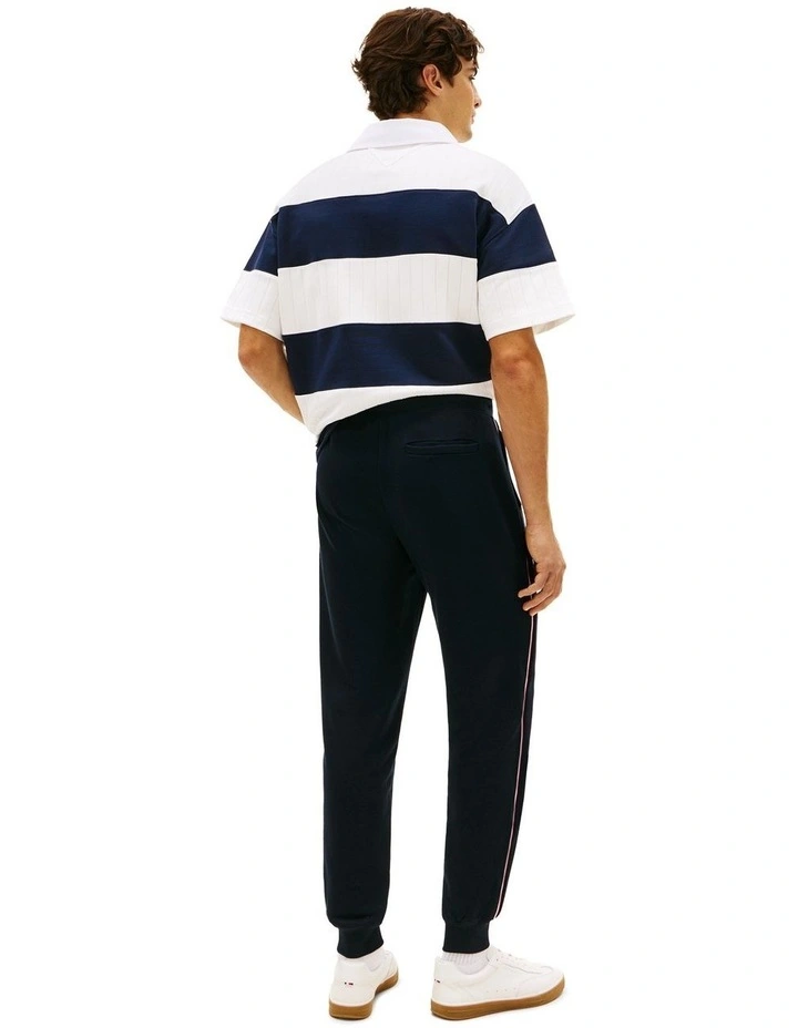 Global Stripe Cuffed Leg Joggers in Navy image 3
