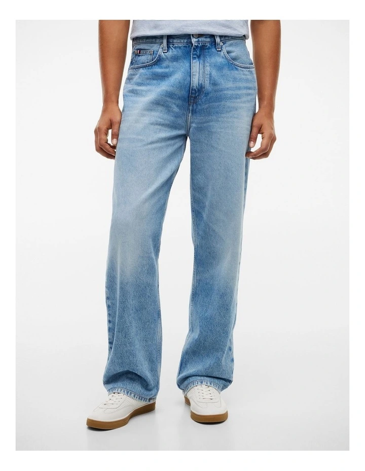 Whiskered Relaxed Jeans in Blue image 1