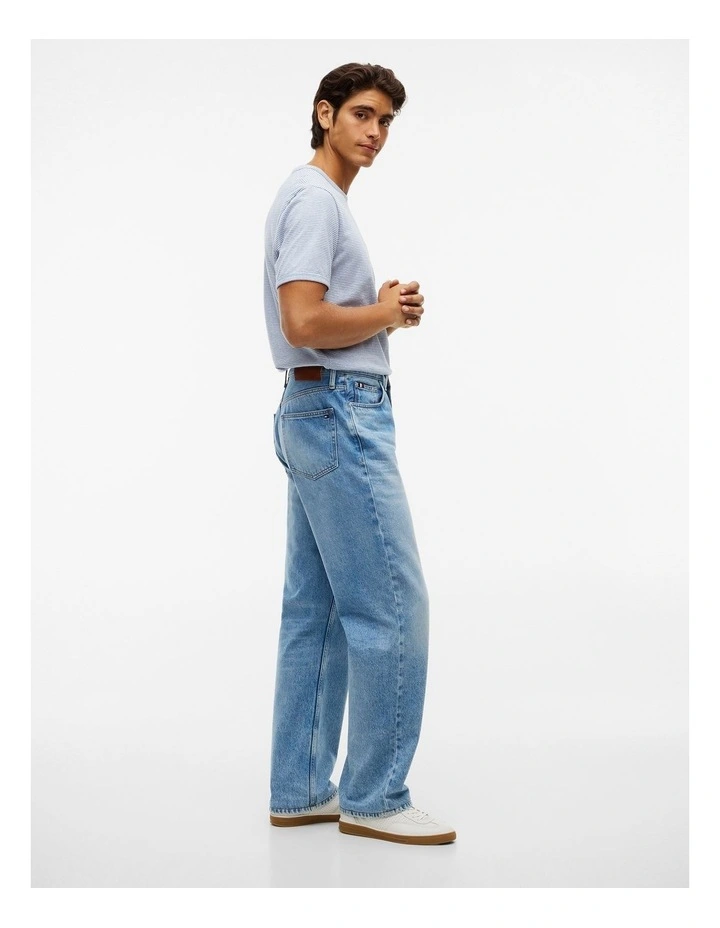 Whiskered Relaxed Jeans in Blue image 4