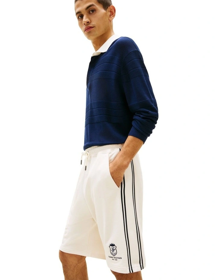 Crest Embroidery Lightweight Relaxed Sweat Shorts in Cream image 2