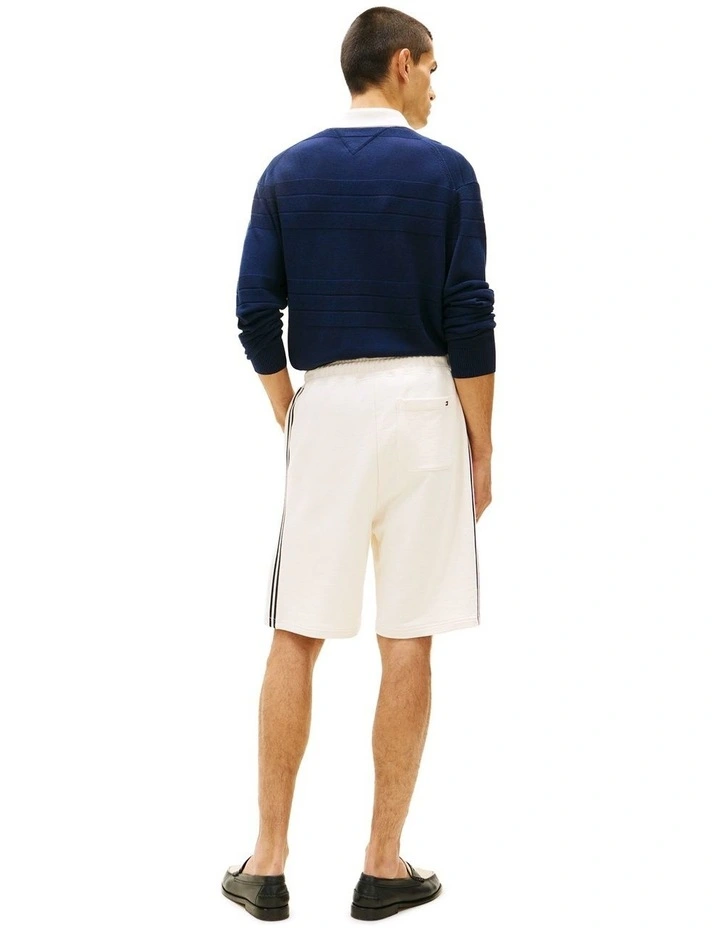 Crest Embroidery Lightweight Relaxed Sweat Shorts in Cream image 3