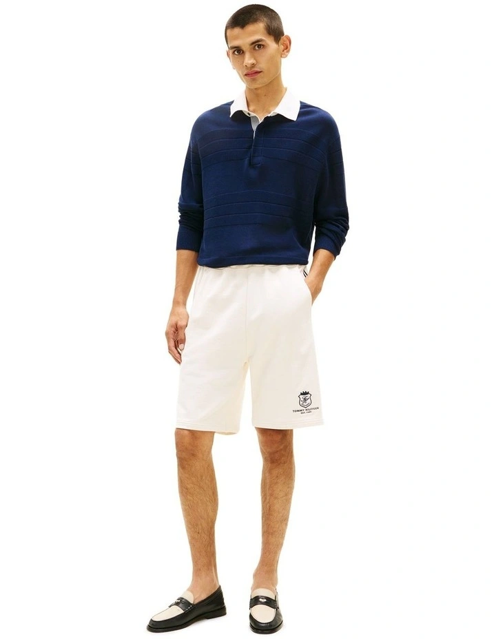 Crest Embroidery Lightweight Relaxed Sweat Shorts in Cream image 4
