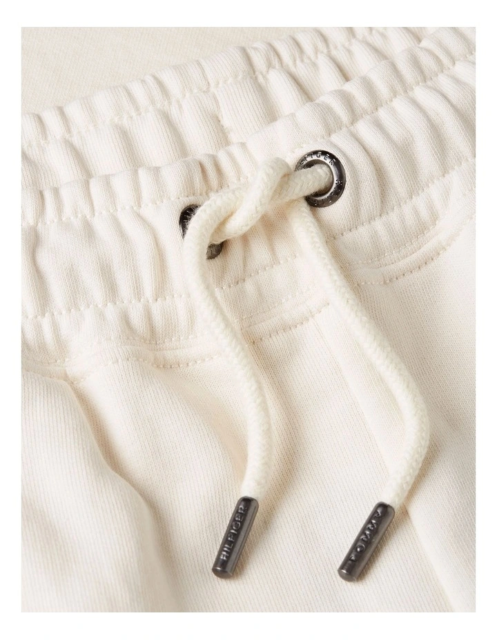 Crest Embroidery Lightweight Relaxed Sweat Shorts in Cream image 5