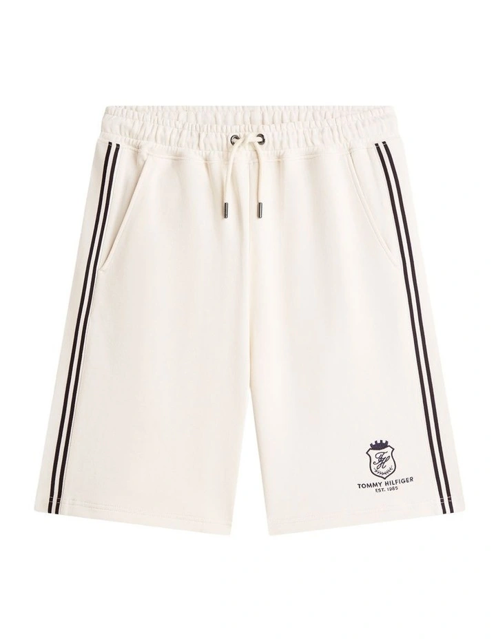 Crest Embroidery Lightweight Relaxed Sweat Shorts in Cream image 6
