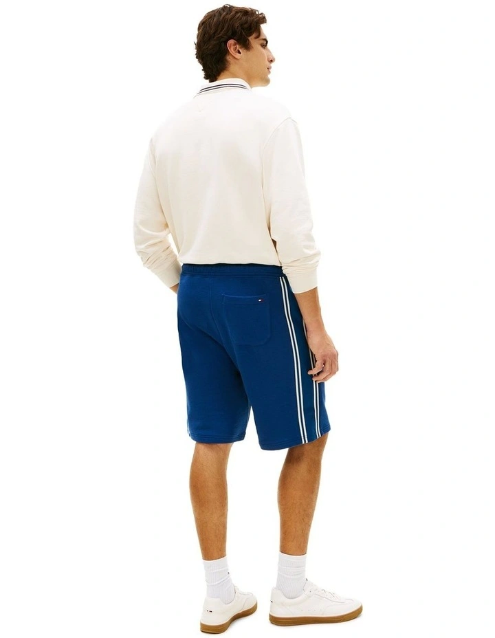 Crest Embroidery Lightweight Relaxed Sweat Shorts in Blue image 3