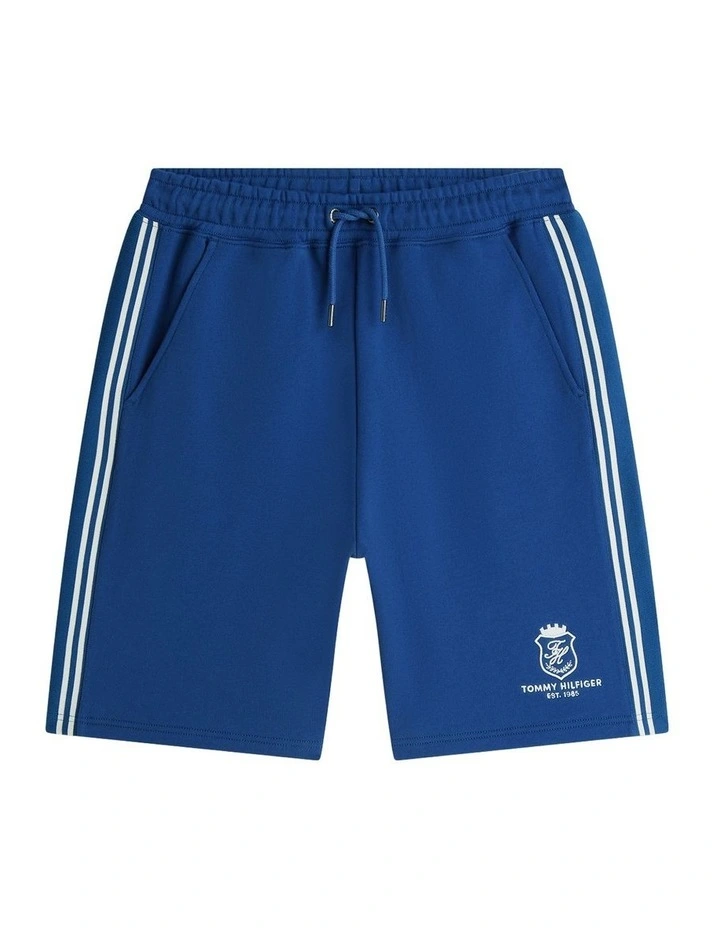 Crest Embroidery Lightweight Relaxed Sweat Shorts in Blue image 6