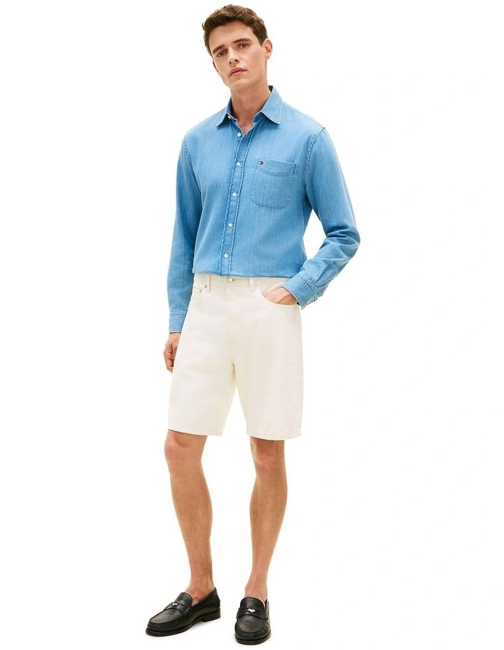 Dover Washed Regular Denim Shorts in Cream image 4