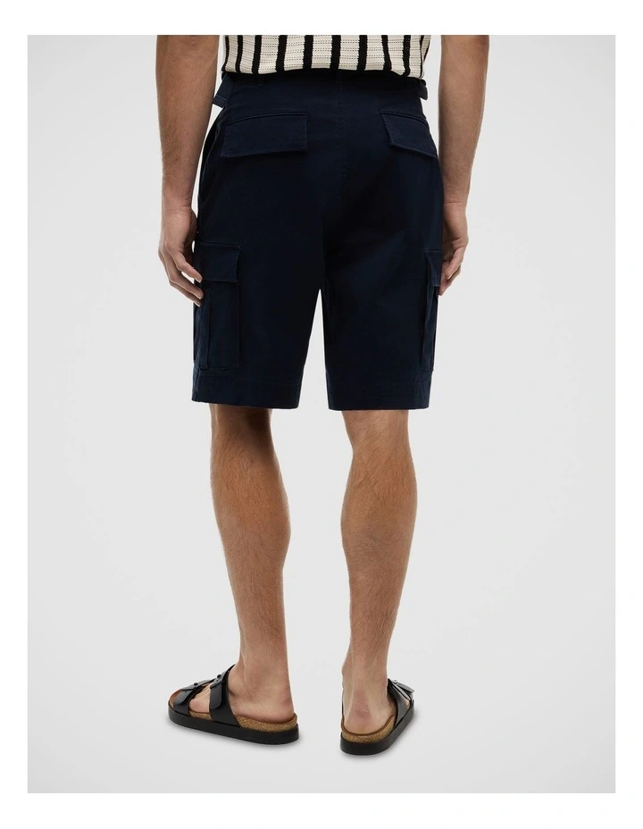 Twill Relaxed Cargo Shorts in Blue image 2