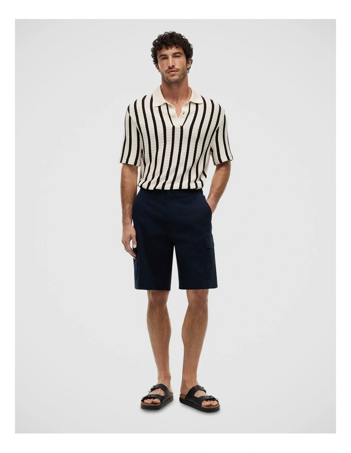 Twill Relaxed Cargo Shorts in Blue image 3