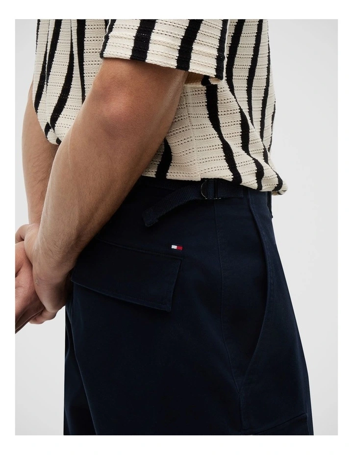 Twill Relaxed Cargo Shorts in Blue image 4