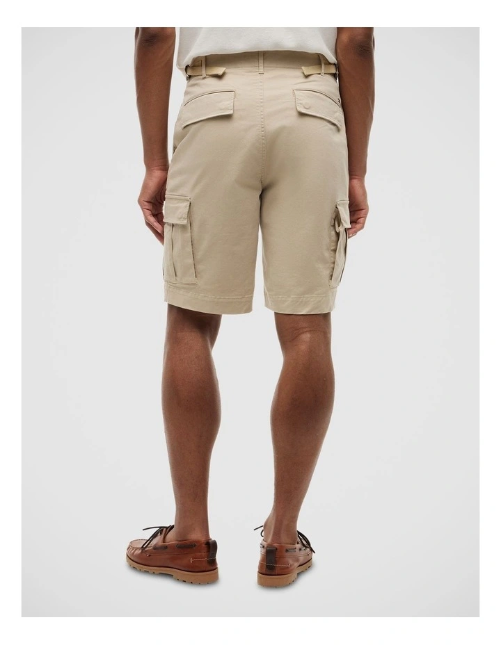 Twill Relaxed Cargo Shorts in Beige image 2