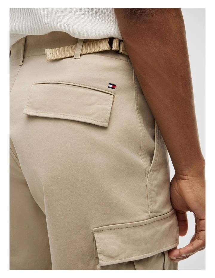 Twill Relaxed Cargo Shorts in Beige image 4