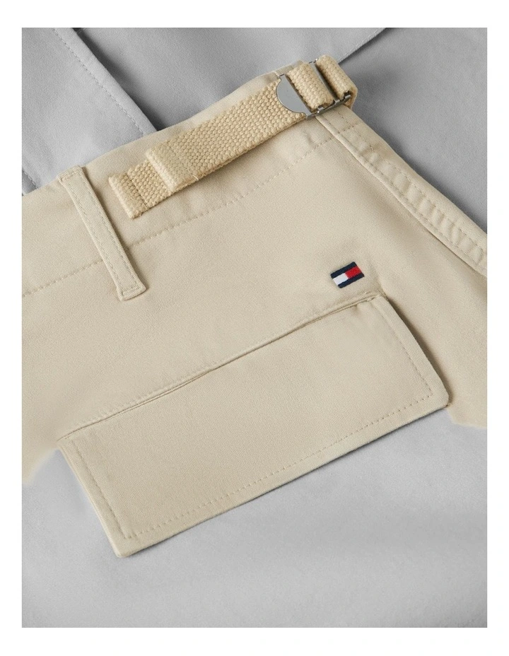Twill Relaxed Cargo Shorts in Beige image 6
