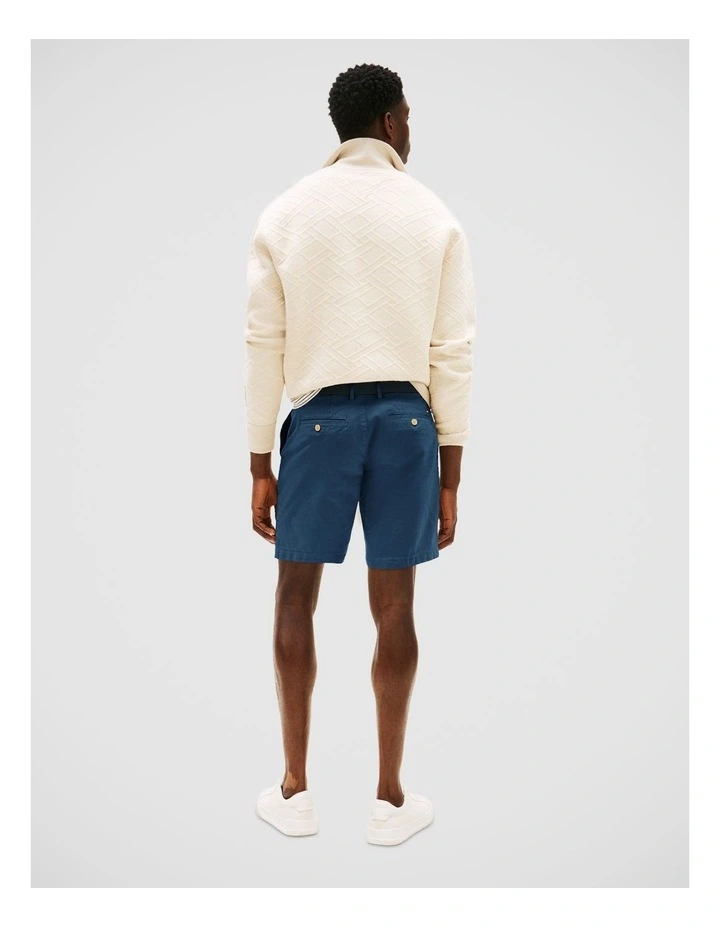 Slim Belted Twill Chino Shorts in Blue image 2