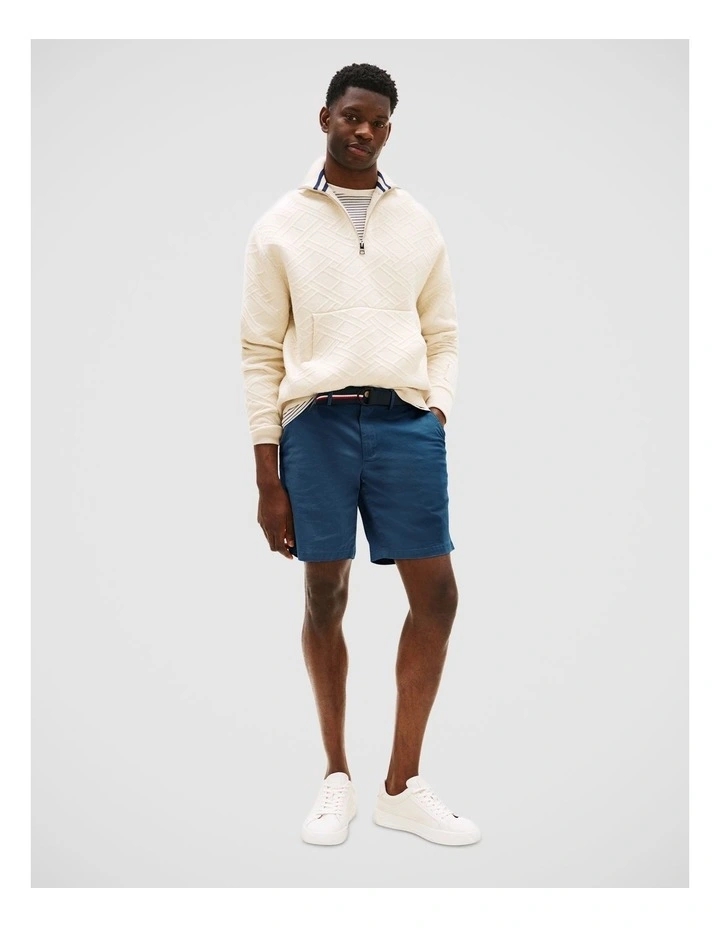 Slim Belted Twill Chino Shorts in Blue image 3