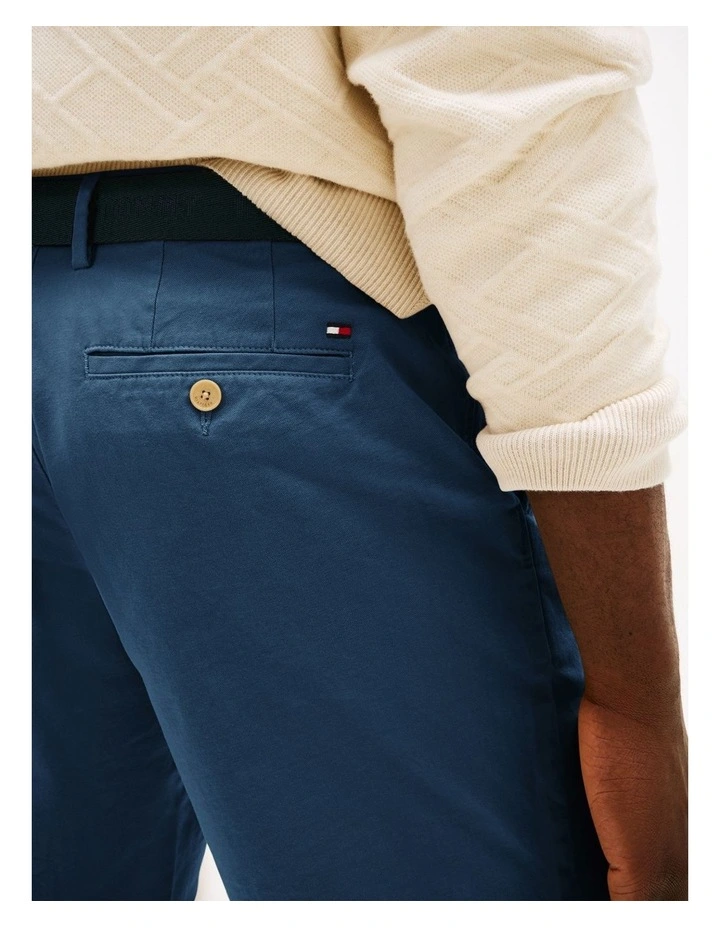Slim Belted Twill Chino Shorts in Blue image 4