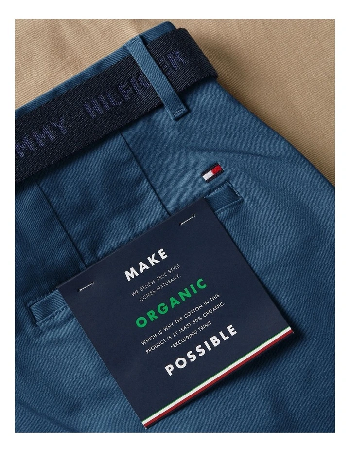 Slim Belted Twill Chino Shorts in Blue image 5