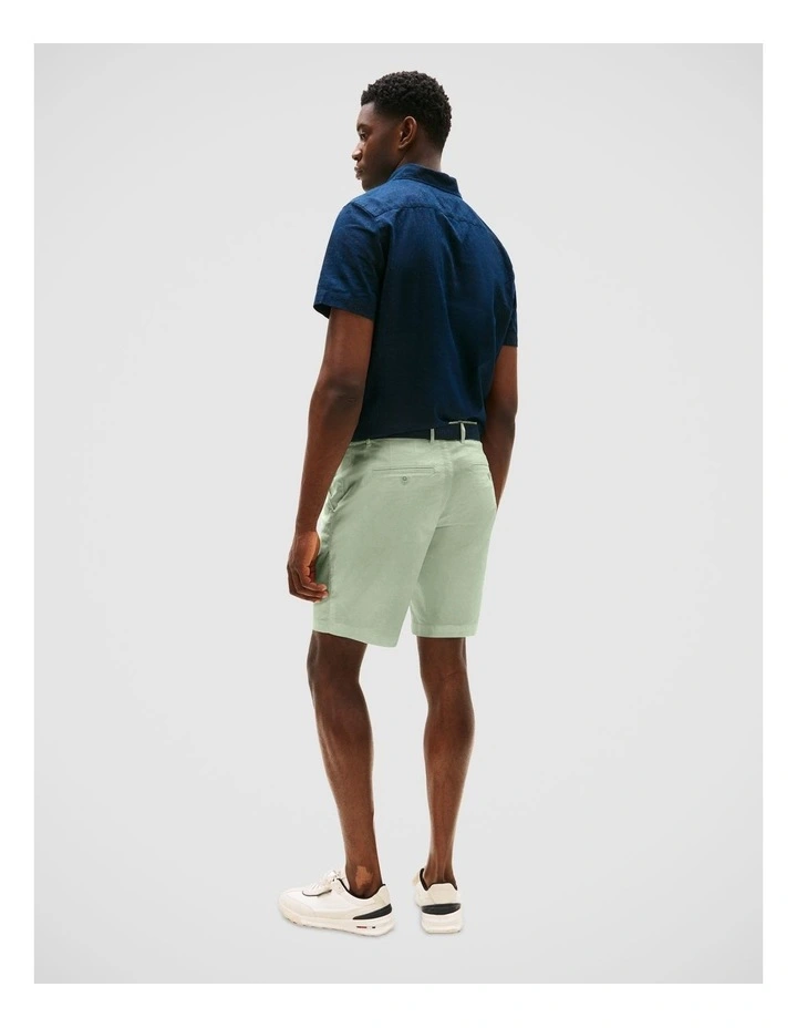 Slim Belted Twill Chino Shorts in Green image 2