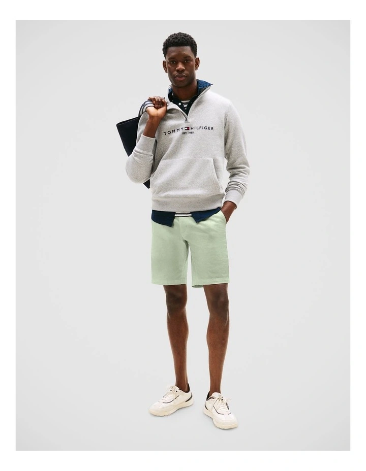 Slim Belted Twill Chino Shorts in Green image 3