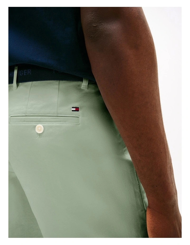 Slim Belted Twill Chino Shorts in Green image 4