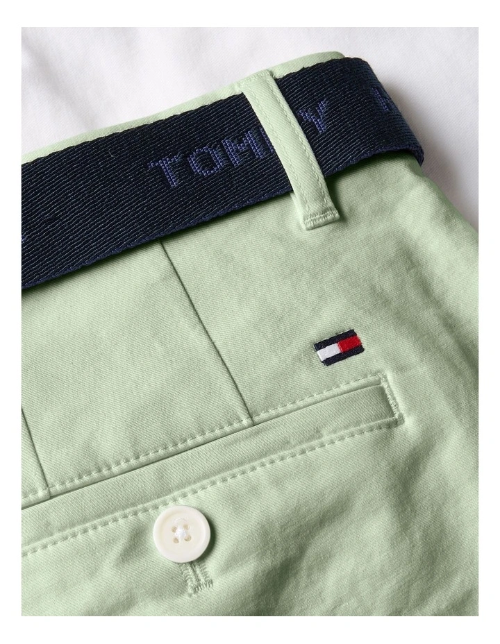 Slim Belted Twill Chino Shorts in Green image 5