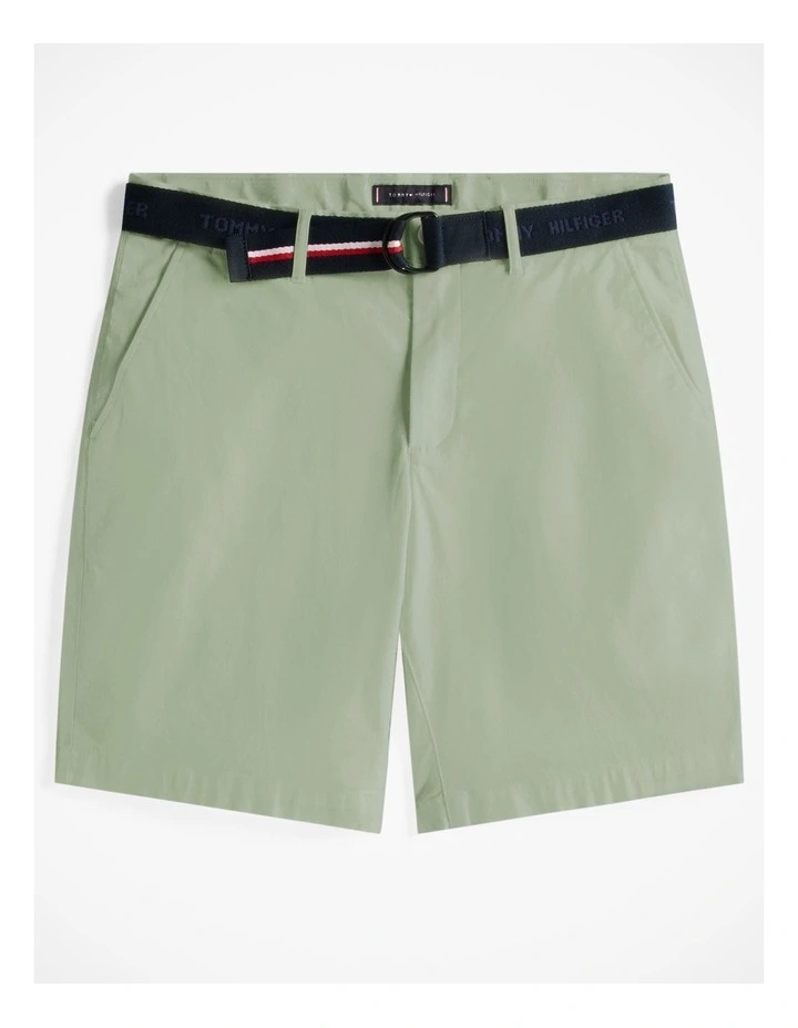 Slim Belted Twill Chino Shorts in Green image 7