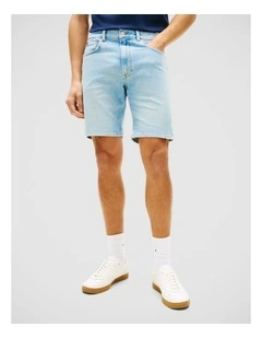Denton Faded Straight Leg Denim Shorts in Denim