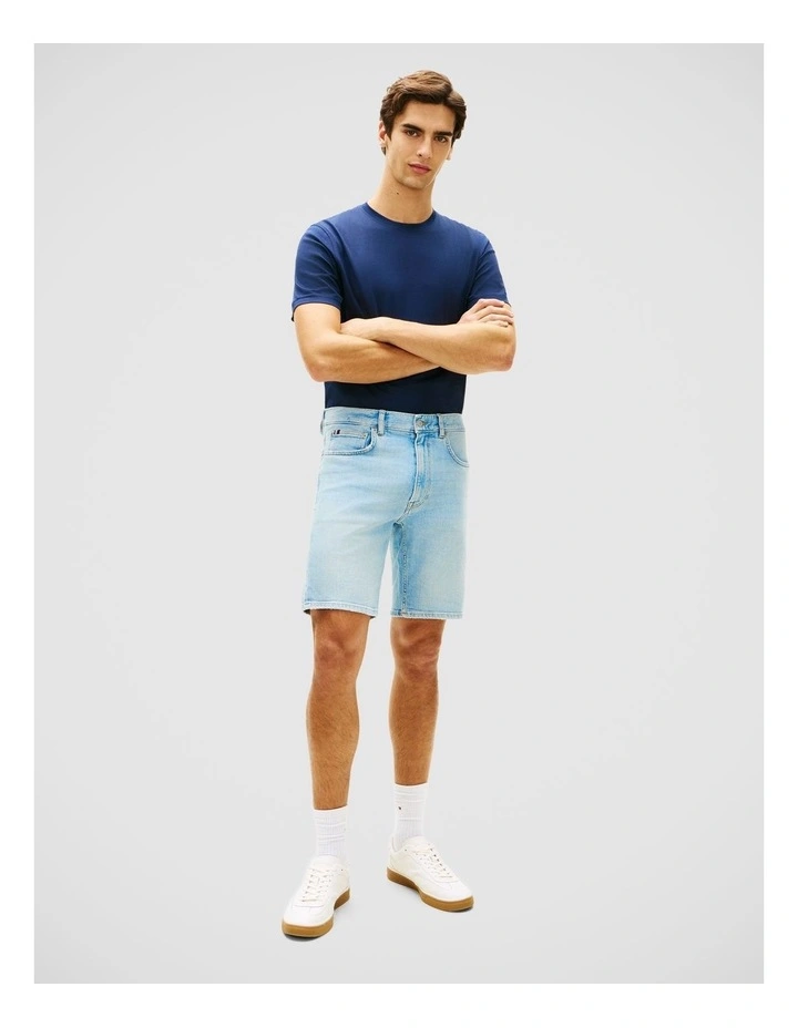 Denton Faded Straight Leg Denim Shorts in Denim image 3