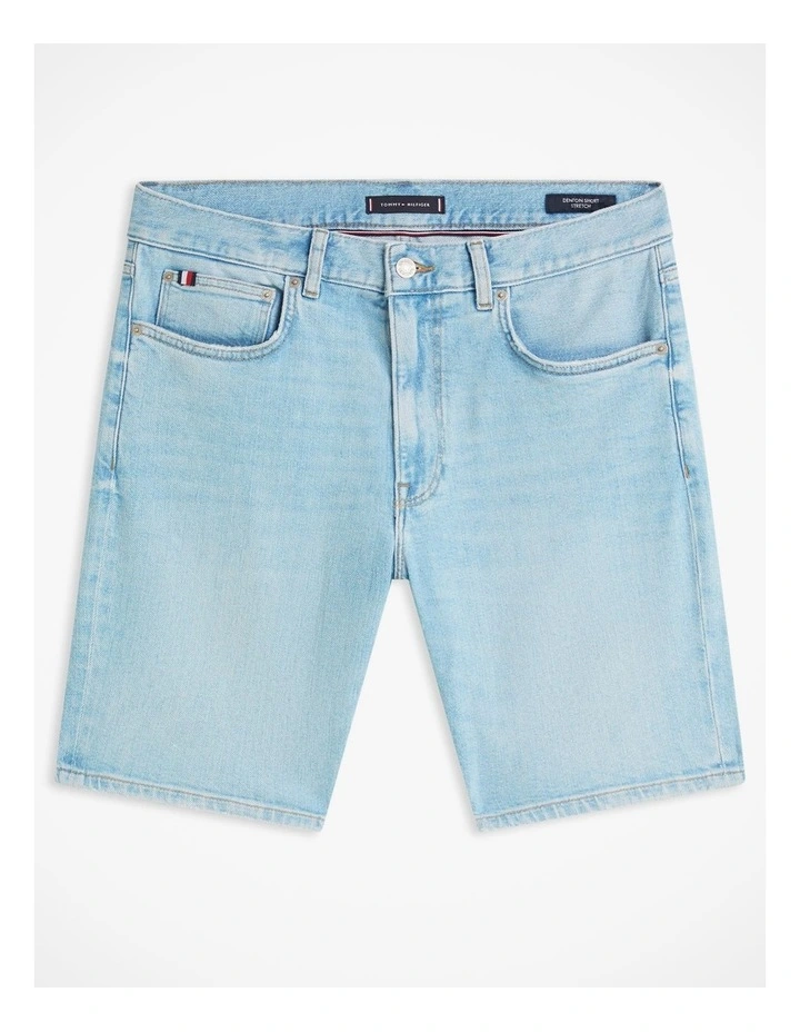Denton Faded Straight Leg Denim Shorts in Denim image 5