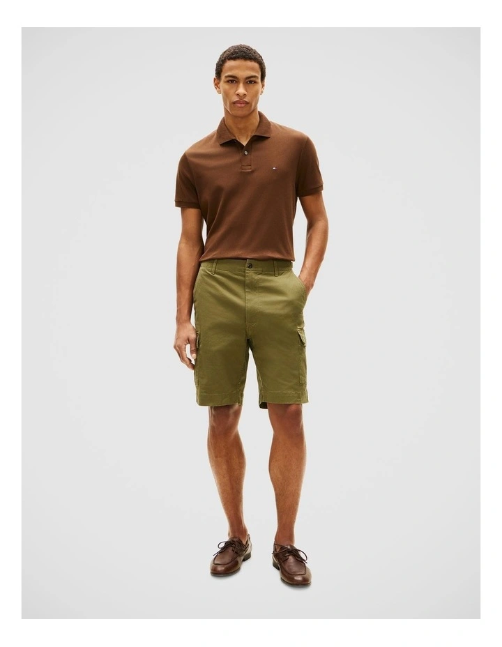 Twill Relaxed Cargo Shorts in Green image 3
