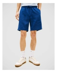 Dover Linen Blend 8 Inseam Chino Shorts in Blue