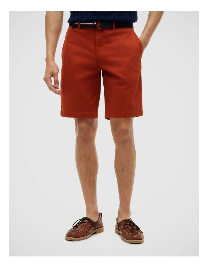 Denton Belted Twill Slim 9.5 Inseam Shorts in Orange image 1