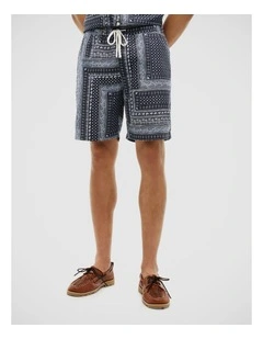 Dover Bandana Print 8 Inseam Shorts in Navy