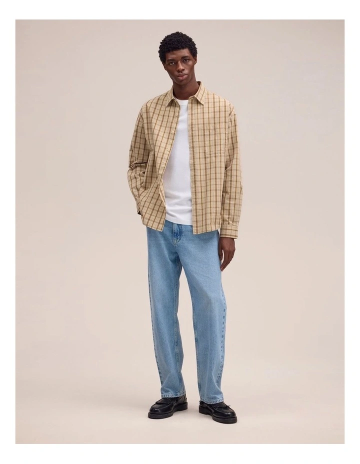 Deon Long Sleeve Shirt Khaki Check image 3