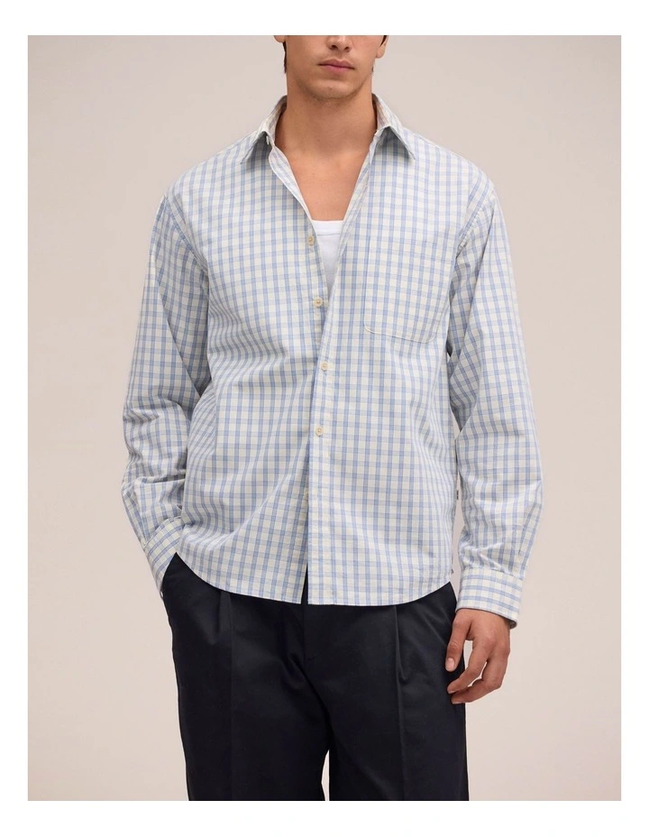 Deon Long Sleeve Shirt Ecru Check image 1