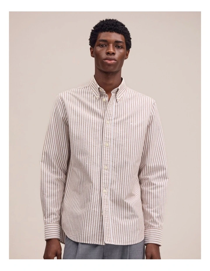 Colby Long Sleeve Shirt Terracotta Stripe image 1
