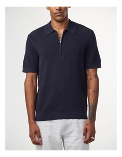 Hansie Zip Polo Navy Melange