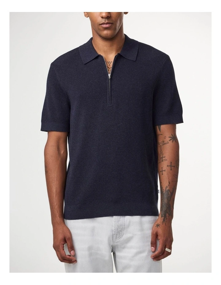Hansie Zip Polo Navy Melange image 1