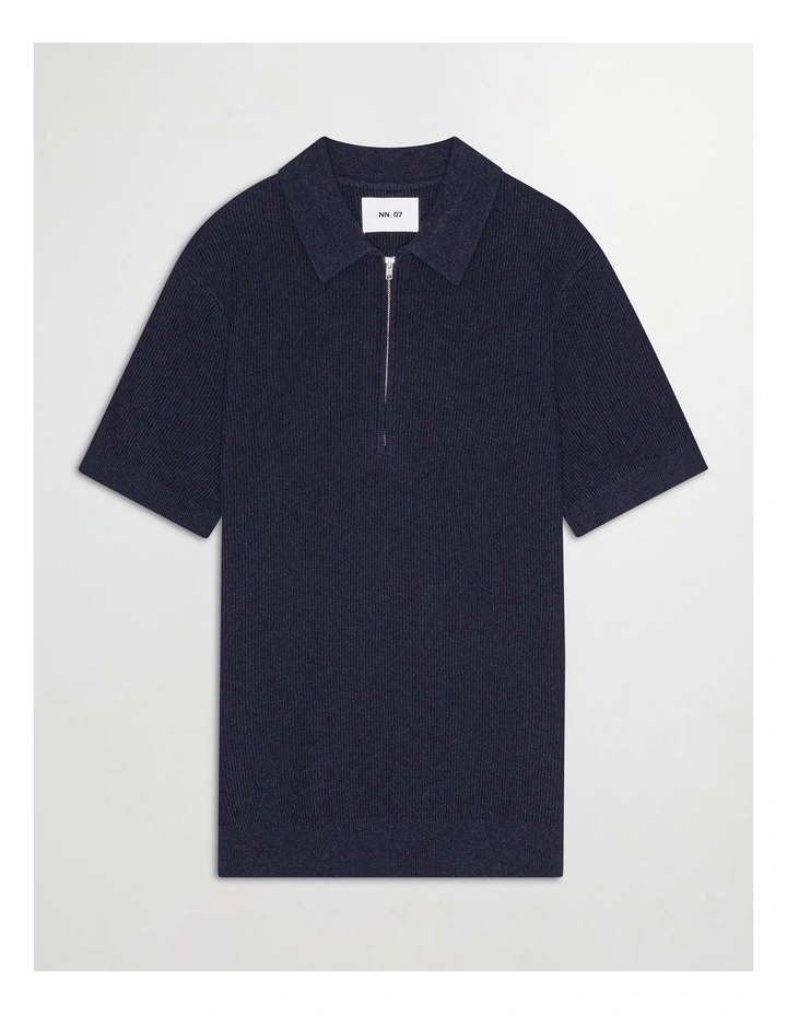 Hansie Zip Polo Navy Melange image 4