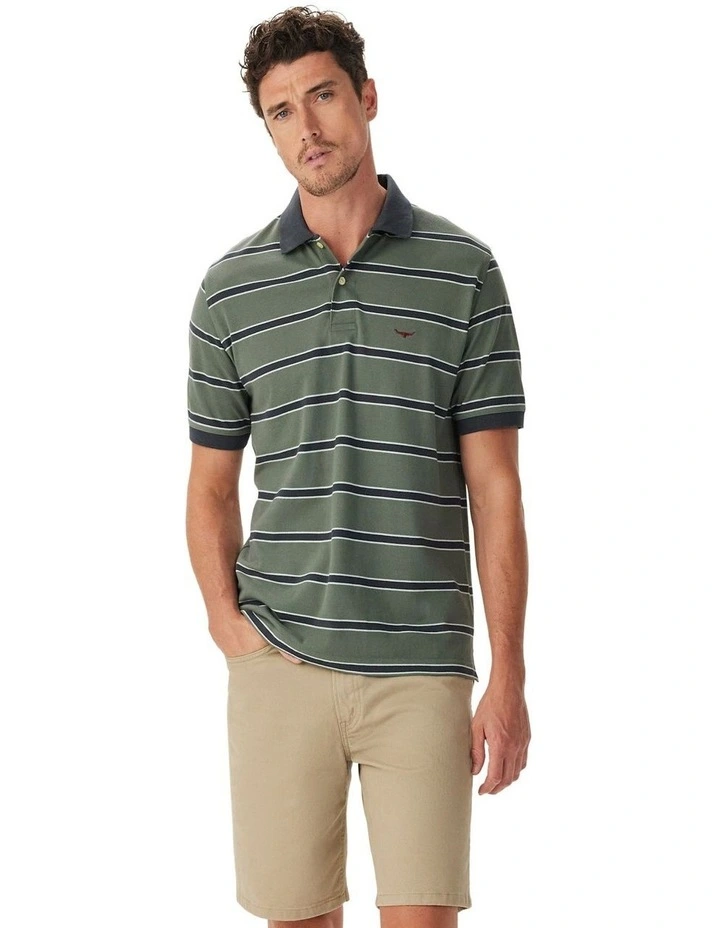 Brunswick Stripe Polo Spruce in Green image 1