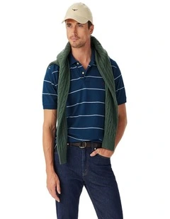 Albany Stripe Polo Vintage Blue