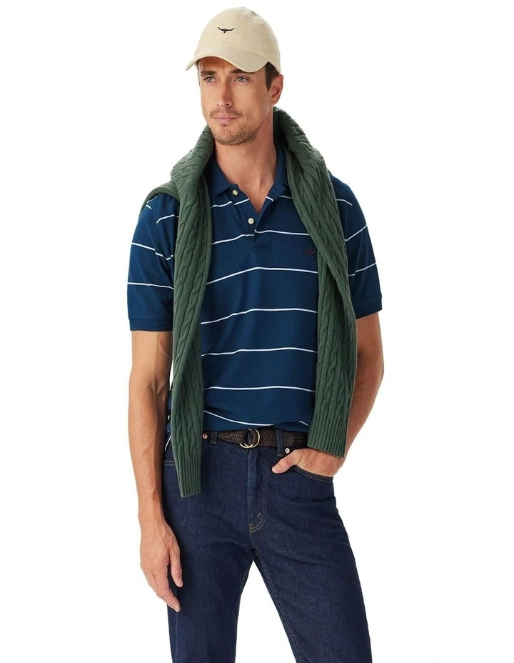 Albany Stripe Polo Vintage Blue image 1