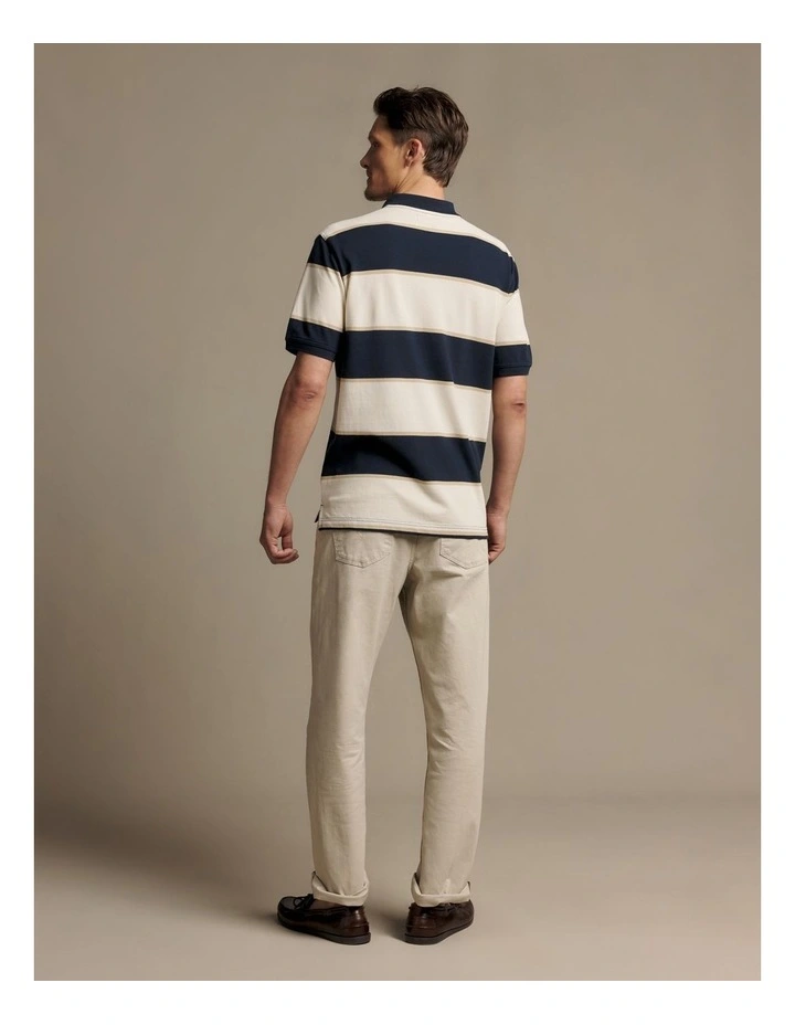 Balmain Stripe Polo in Ecru/Navy image 2