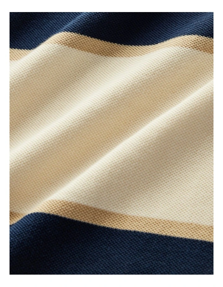 Balmain Stripe Polo in Ecru/Navy image 5