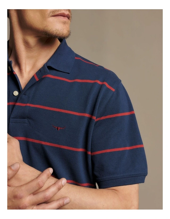 Ashfield Stripe Polo Vintage Blue image 3