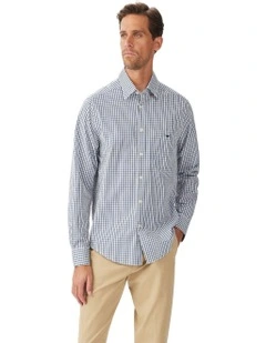 Augusta Classic Poplin Long Sleeve Shirt White Blue