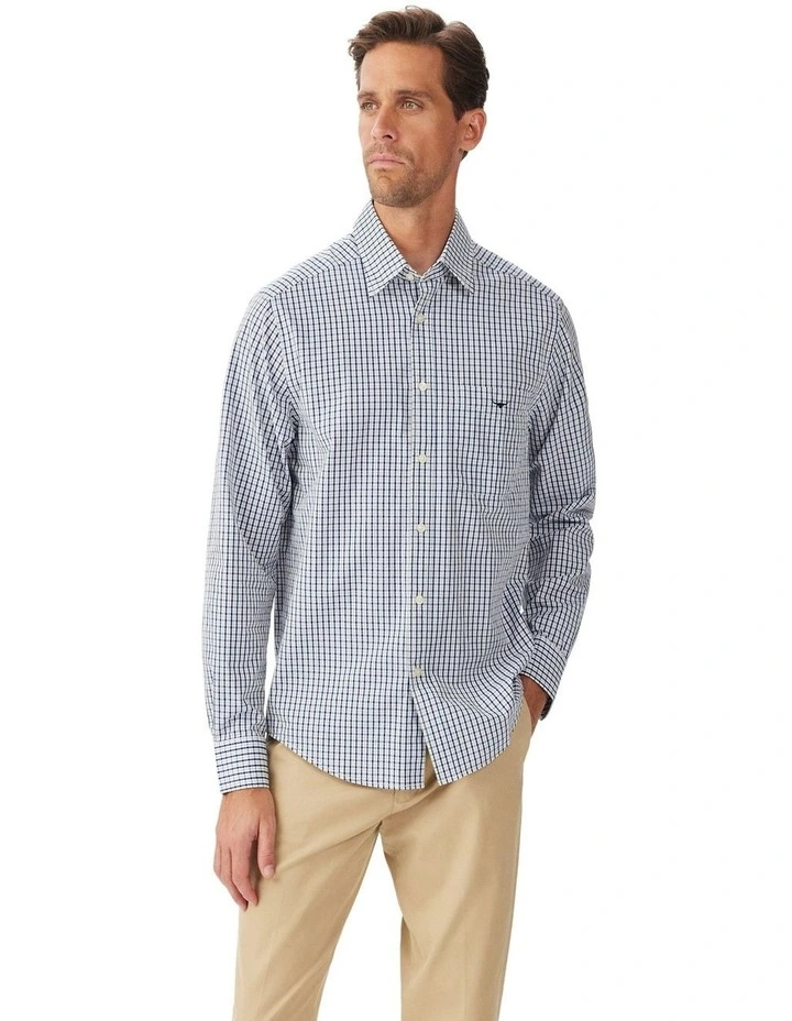 Augusta Classic Poplin Long Sleeve Shirt White Blue image 1