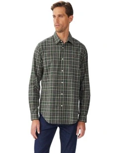 Lincoln Regular Oxford Long Sleeve Shirt Pine Cream Red
