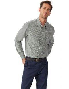 Quinn Classic Poplin Long Sleeve Shirt White Navy Green